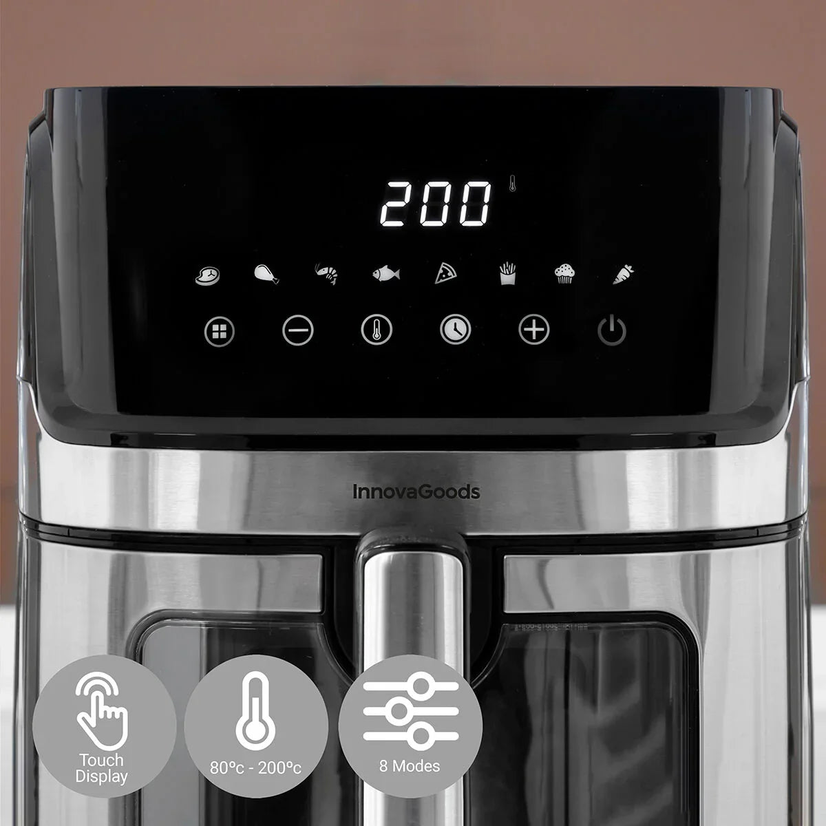 Air Fryer InnovaGoods Fryinn View 6500 Black 1700 W 6,5 L Stainless steel - Yestore