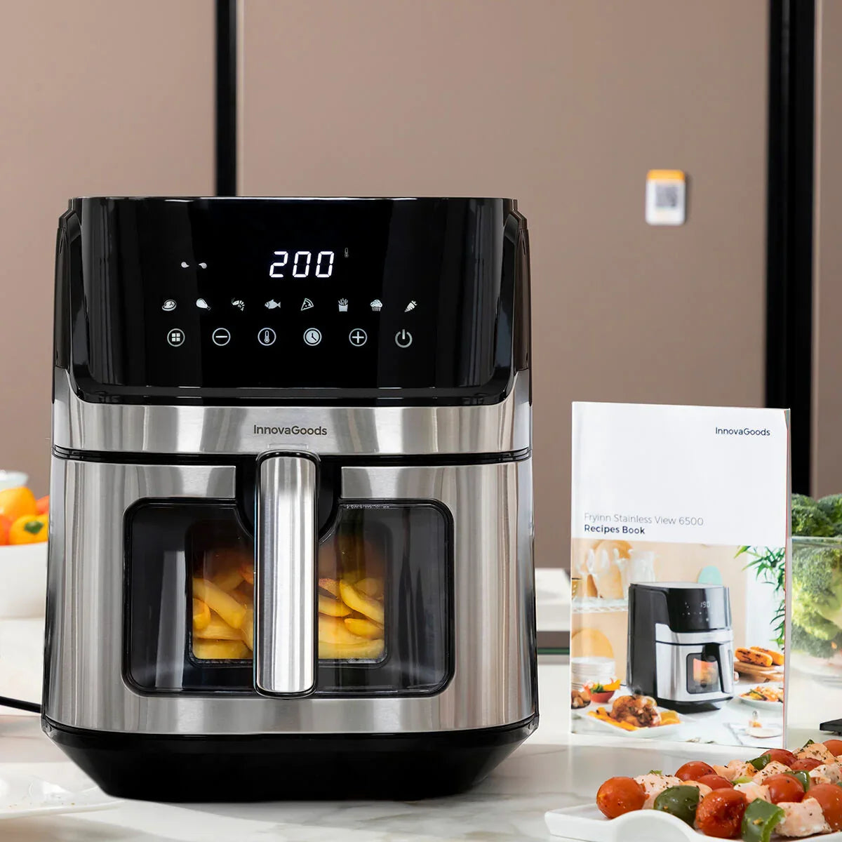Air Fryer InnovaGoods Fryinn View 6500 Black 1700 W 6,5 L Stainless steel - Yestore