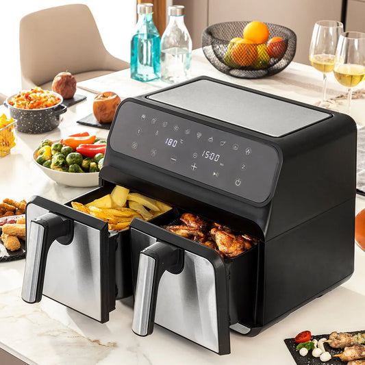 Air Fryer InnovaGoods Fryinn Double 8000 Black 3400 W 8 L Stainless steel - Yestore