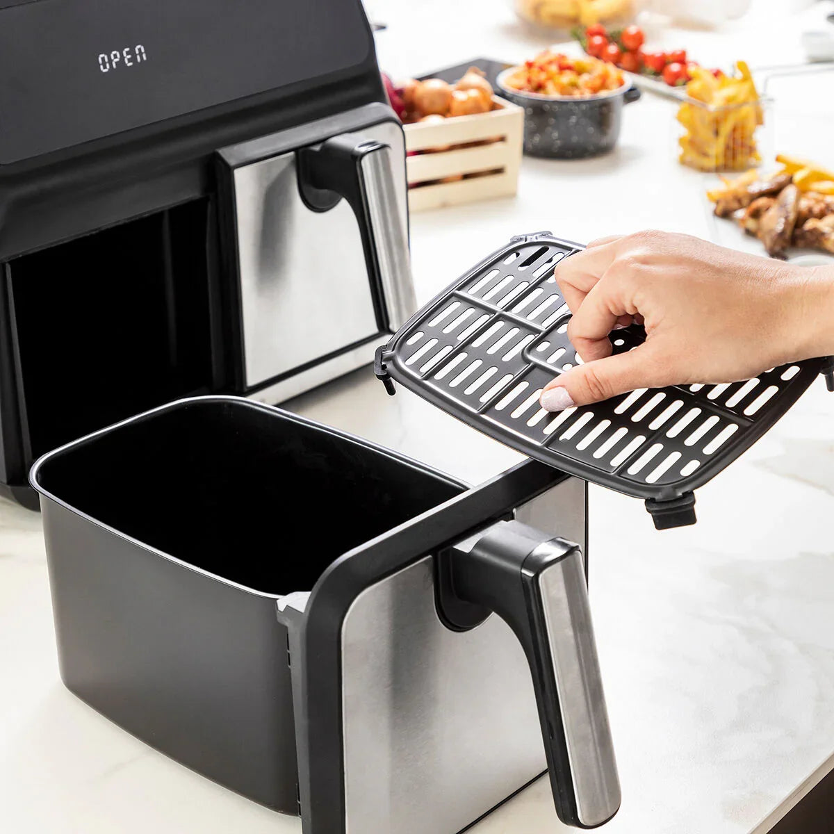 Air Fryer InnovaGoods Fryinn Double 8000 Black 3400 W 8 L Stainless steel - Yestore