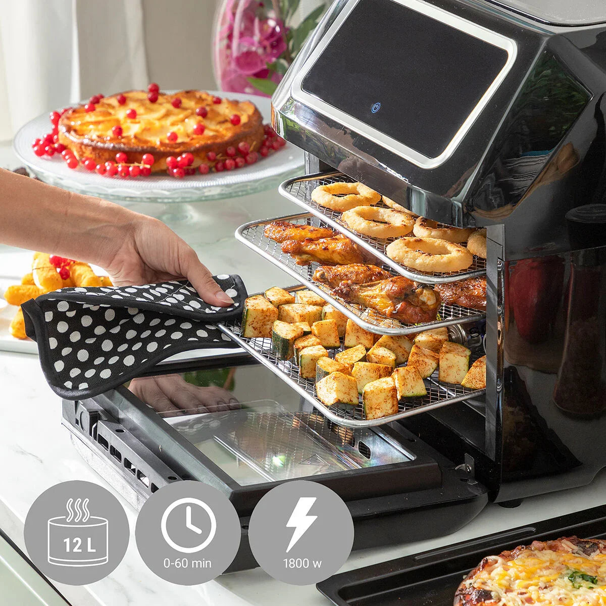 Air Fryer InnovaGoods Fryinn Pro Max 12000 Black 1800 W 12 L Stainless steel - Yestore