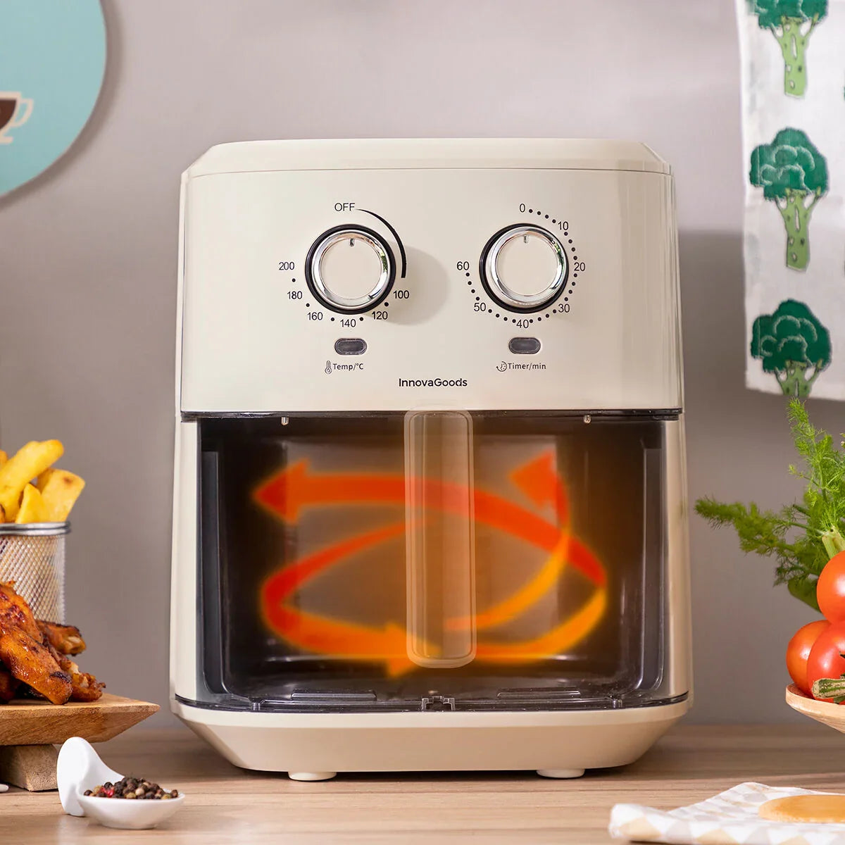 Air Fryer InnovaGoods Vynner Pro 6500 Cream 1700 W 6,5 L Stainless steel - Yestore