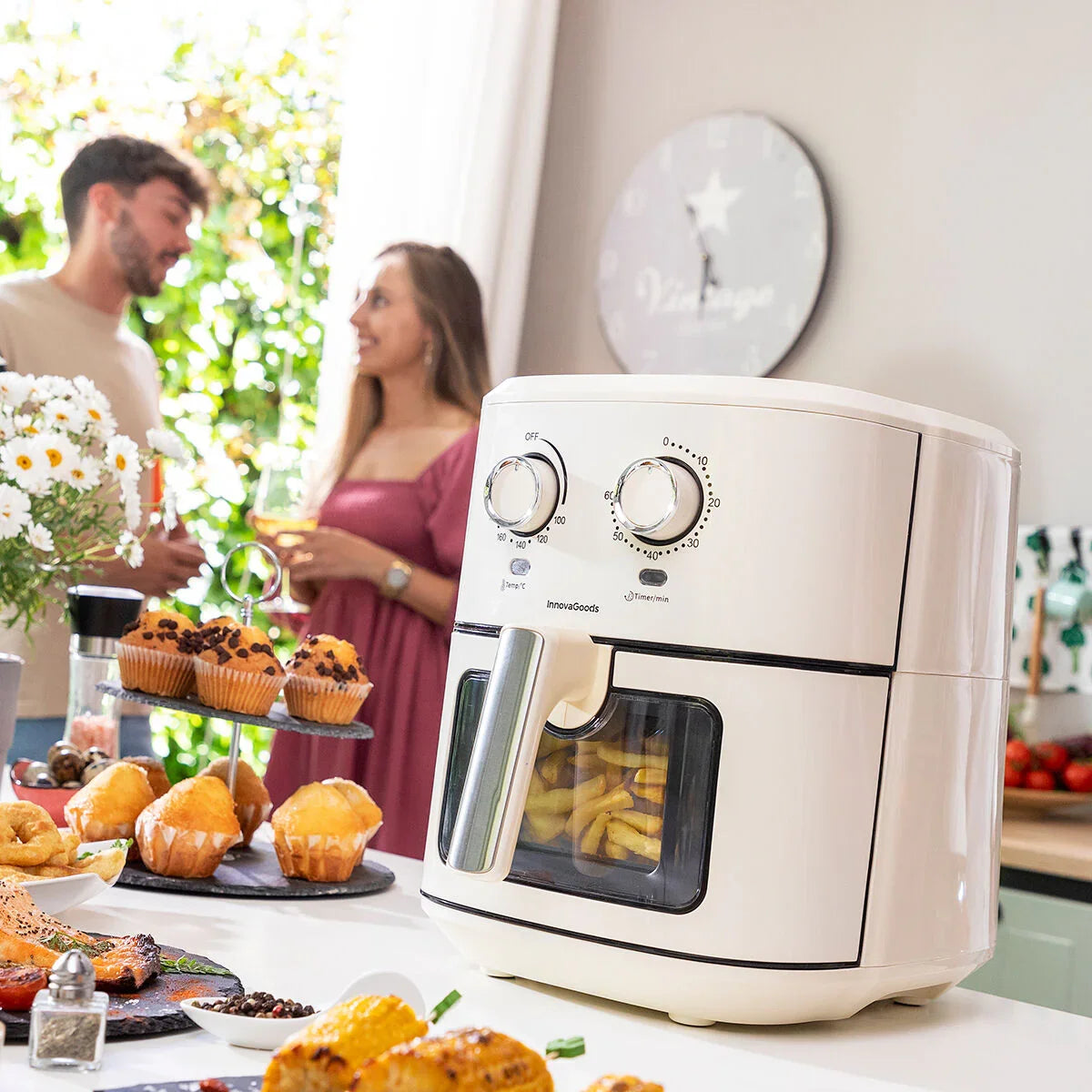 Air Fryer InnovaGoods Vynner Pro 6500 Cream 1700 W 6,5 L Stainless steel - Yestore