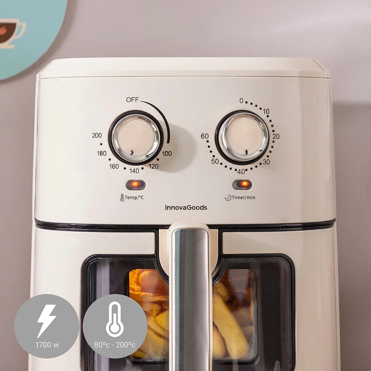 Air Fryer InnovaGoods Vynner Pro 6500 Cream 1700 W 6,5 L Stainless steel - Yestore