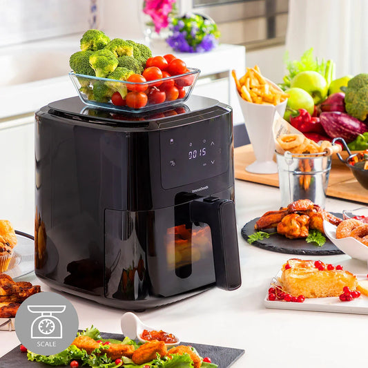 Air Fryer with Weighing Scale InnovaGoods Fryinn Balance 5000 Black 1500 W 5 L Stainless steel - Yestore