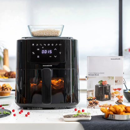 Air Fryer with Weighing Scale InnovaGoods Fryinn Balance 5000 Black 1500 W 5 L Stainless steel - Yestore