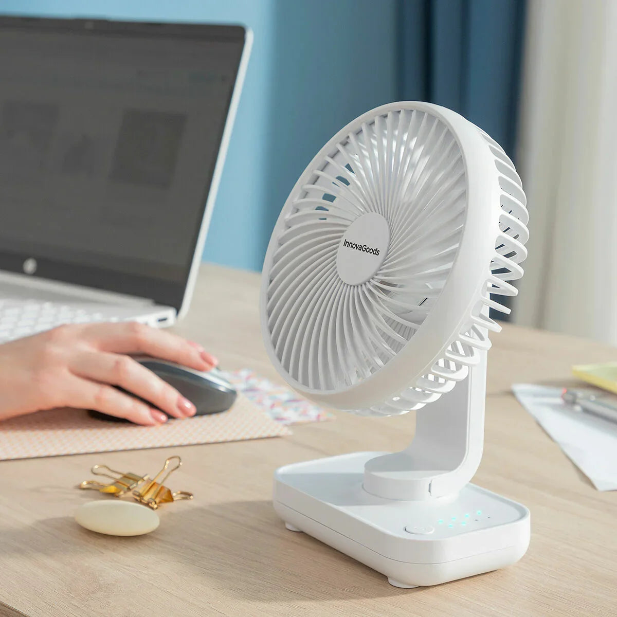 Ventilatore da Scrivania Ricaricabile Fanrec InnovaGoods Ø5,4'' 3600 mAh / 13,3 W - Yestore