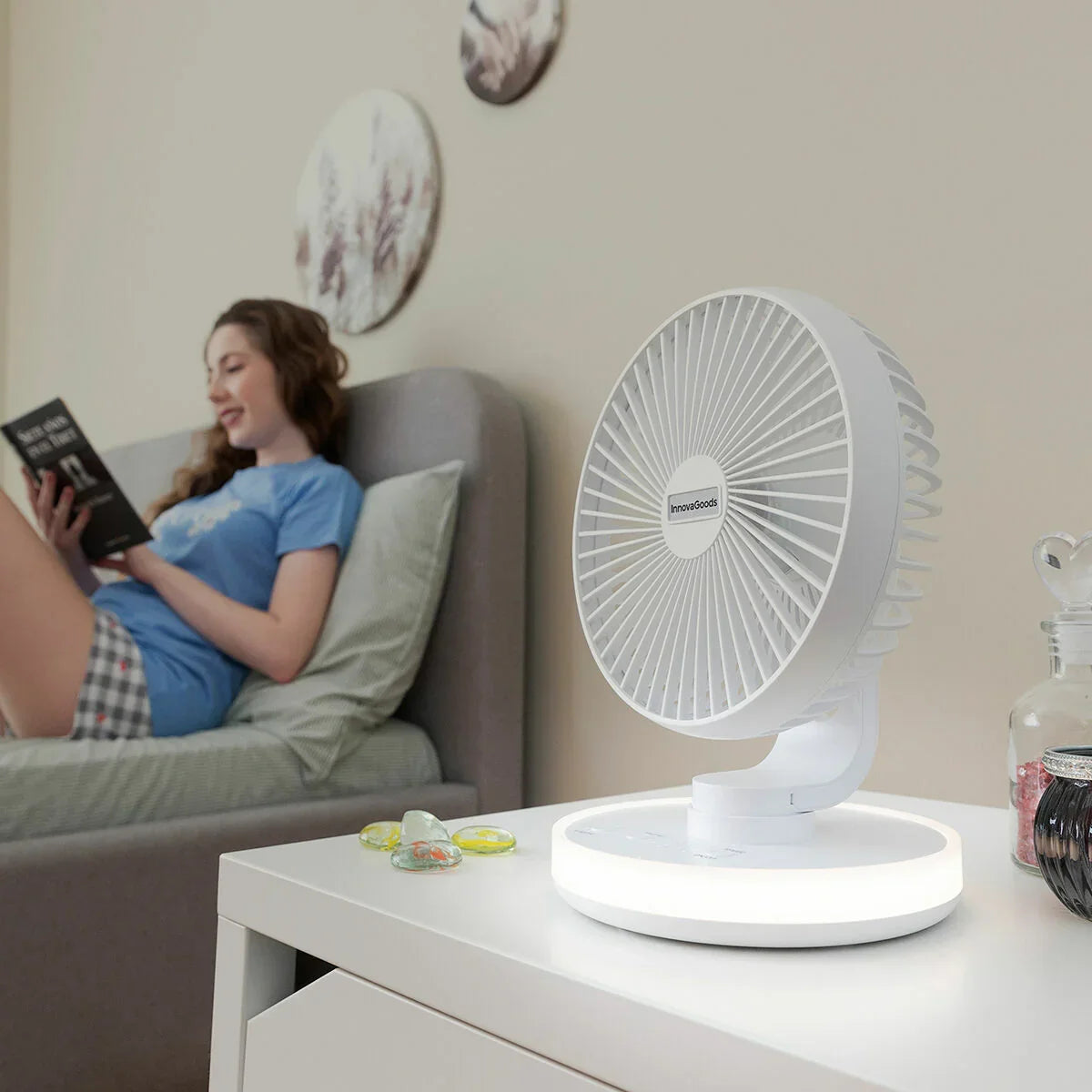 Ventilatore da Scrivania Ricaricabile con LED FanLed InnovaGoods Ø6,6'' 4000 mAh - Yestore