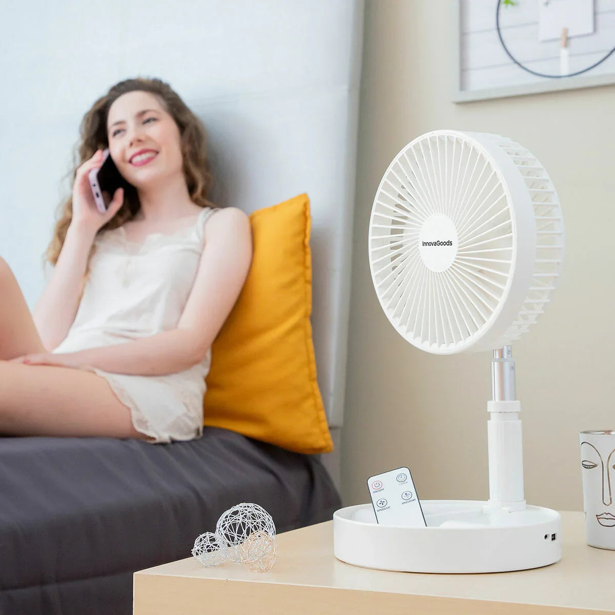 Ventilatore Ricaricabile Pieghevole 3 in 1 Fandle InnovaGoods Ø7,7'' 7200 mAh - Yestore