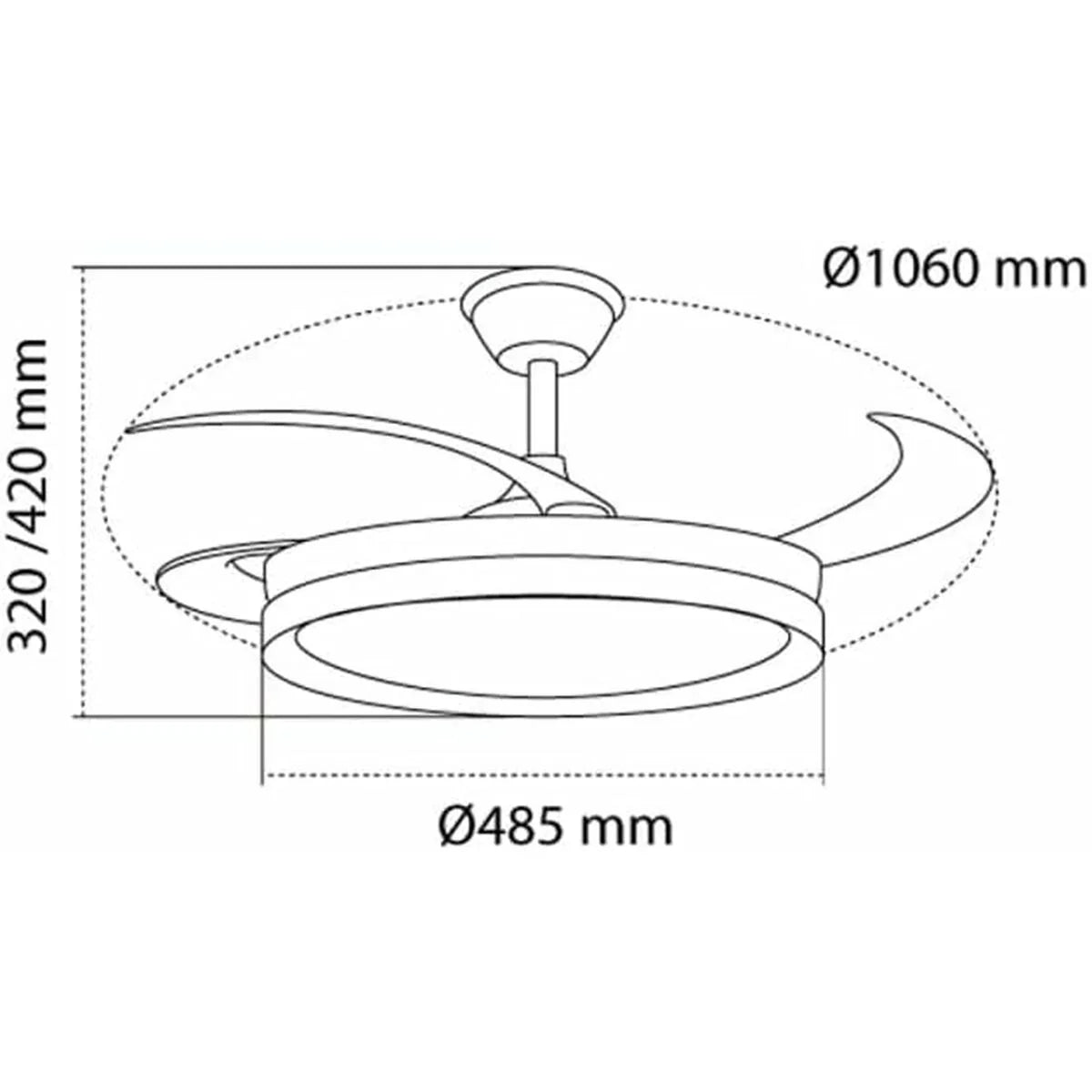 Ventilatore da Soffitto CristalRecord EVO RETRAC Trasparente 72 W - Yestore