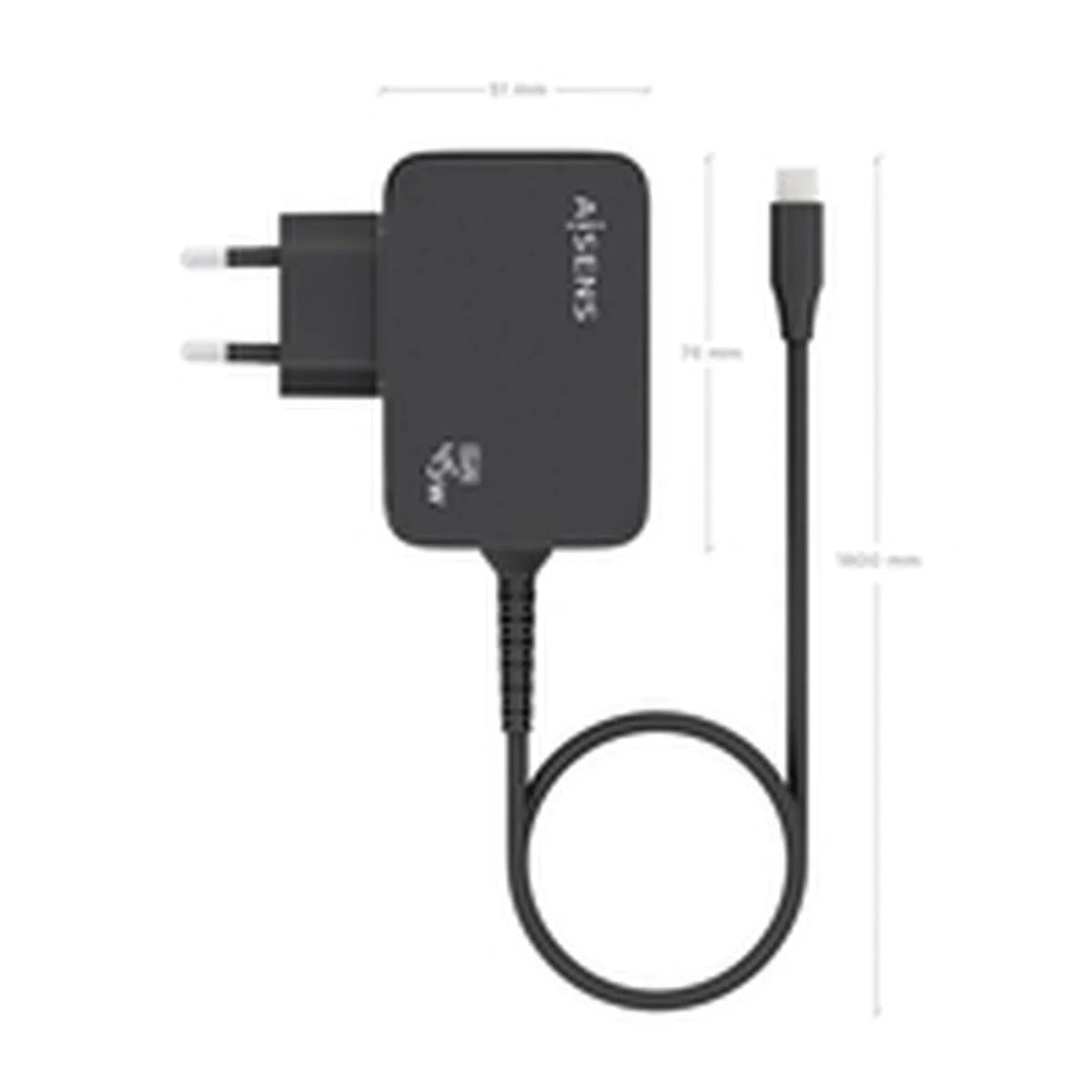 Caricabatterie da Parete Aisens ASCH-1PD45WL032-BK Nero 45 W (1 Unità) - Yestore