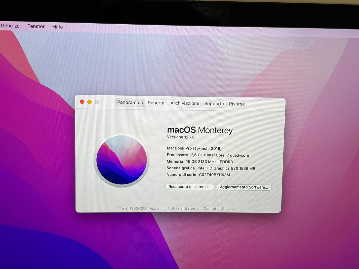 MacBook Pro 15" 2016 | i7 | 16GB RAM | 256GB SSD | AMD 450 | Argento