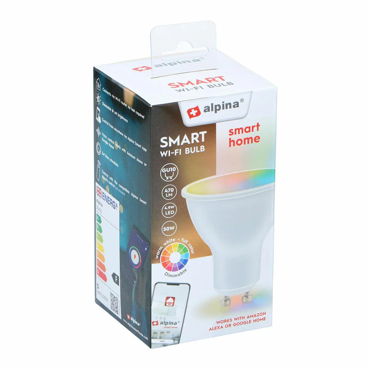 Lampadina Intelligente Alpina RGB Wi-Fi 5 W 4,9 W GU10 2700-6500 K 470 lm - Yestore