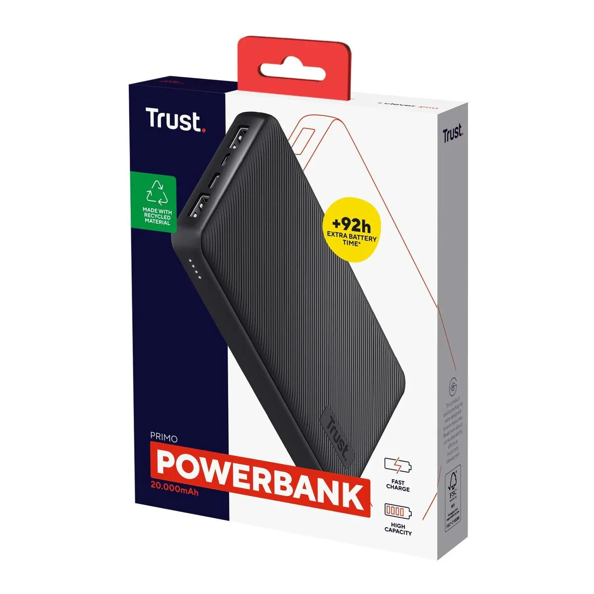 Power Bank Trust Primo Nero 20000 mAh - Yestore
