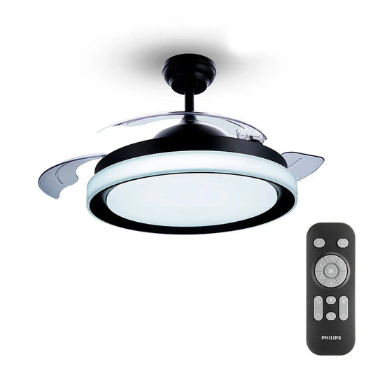 Ventilatore da Soffitto con Luce Philips Atlas Nero 35 W 28 W 4500 Lm (2700 K) - Yestore