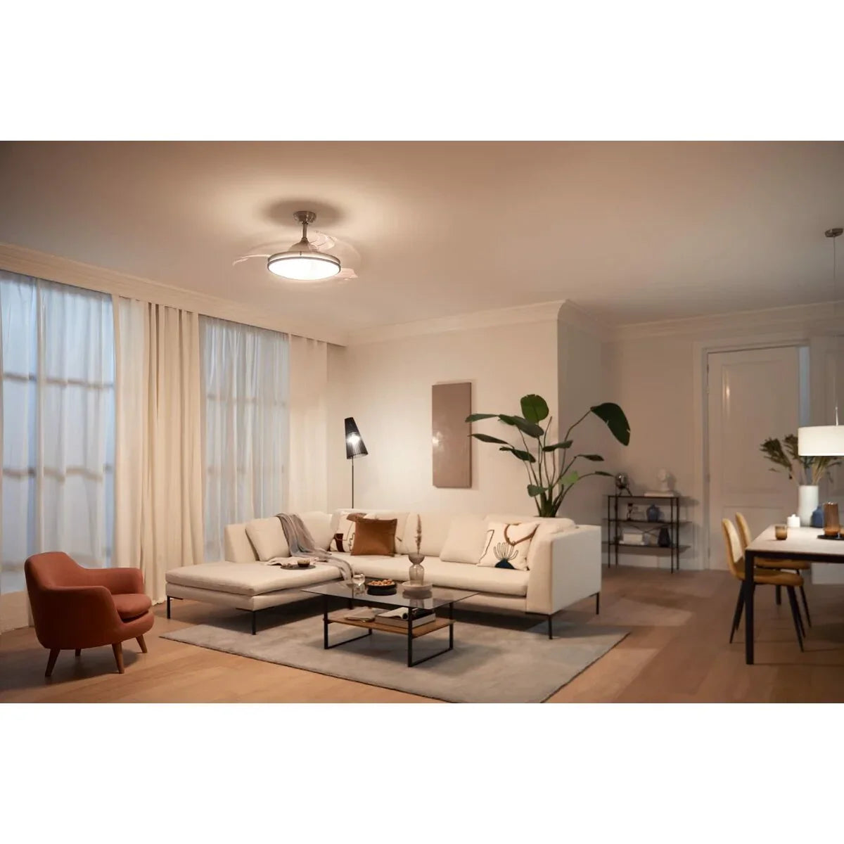 Ventilatore da Soffitto con Luce Philips Atlas 35 W 28 W 4500 Lm nichel (2700 K) - Yestore