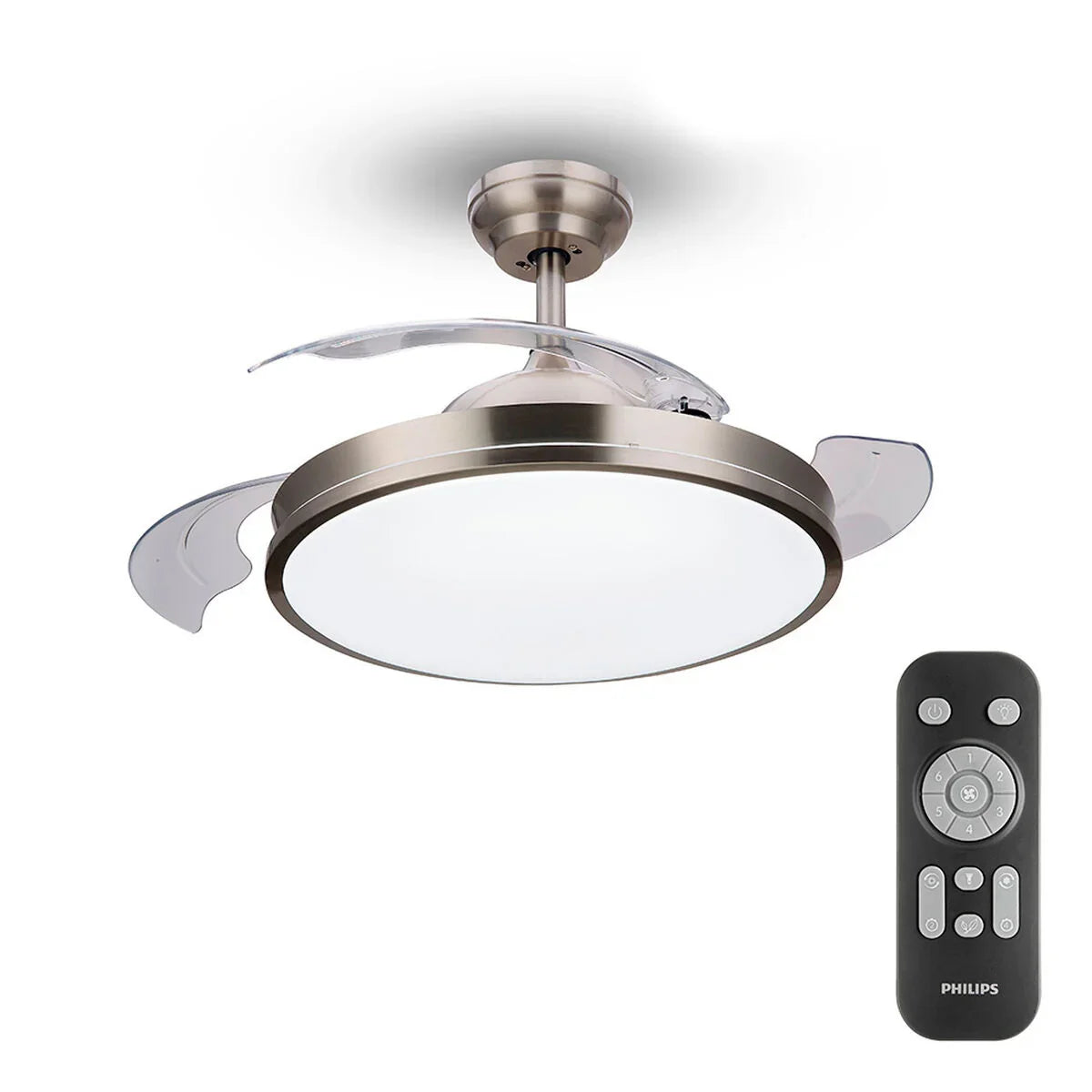 Ventilatore da Soffitto con Luce Philips Atlas 35 W 28 W 4500 Lm nichel (2700 K) - Yestore