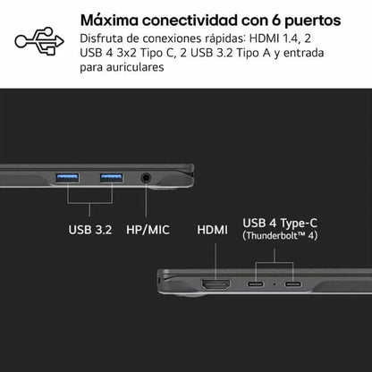 Laptop LG 16Z90RU-G.AA55B 16" 16 GB RAM 512 GB SSD Qwerty in Spagnolo i5-1334U - Yestore