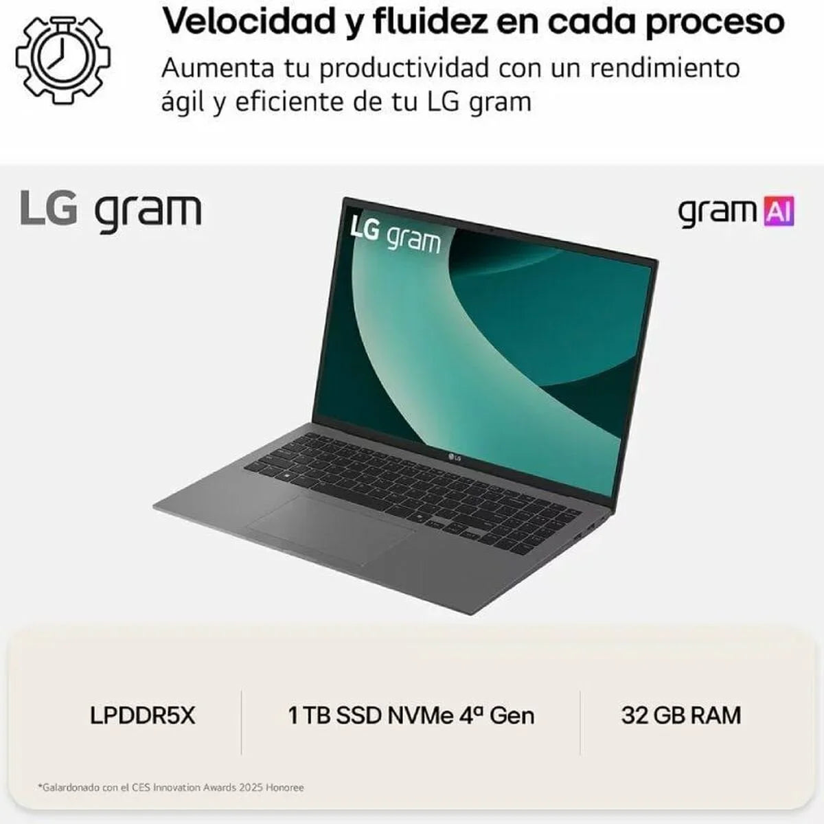Laptop LG 16Z90TL-G.AU88B 16" intel core ultra 7 32 GB RAM 1 TB SSD Qwerty in Spagnolo - Yestore