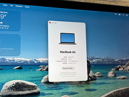 MacBook Air 13" M1 2020 | 8GB RAM | 256GB SSD | 7-Core GPU | Grigio