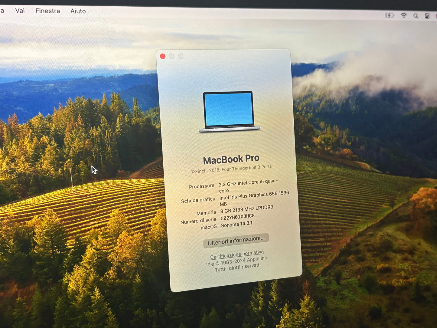MacBook Pro 13" 2018 | i5 | 8GB RAM | 256GB SSD | Touch Bar | Grigio