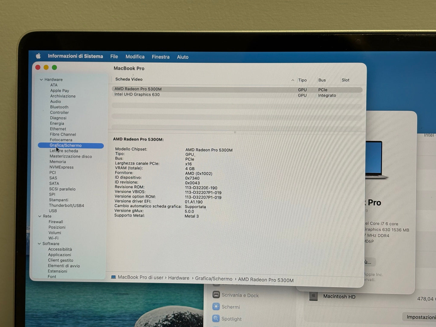 MacBook Pro 16" 2019 | i7 | 16GB RAM | 512GB SSD | AMD 5300M | Argento