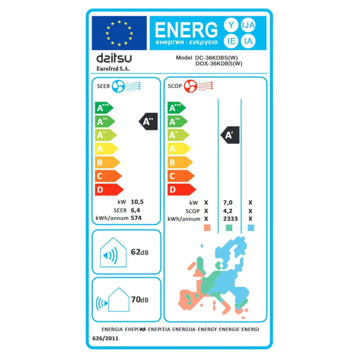 Condizionatore Canalizzato DAITSU ELECTRIC ACD36KDBS A+ A++ 3000 W 2800 W - Yestore