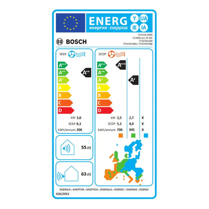 Condizionatore BOSCH Bianco A+ A++ A+/A++ 3770 w - Yestore