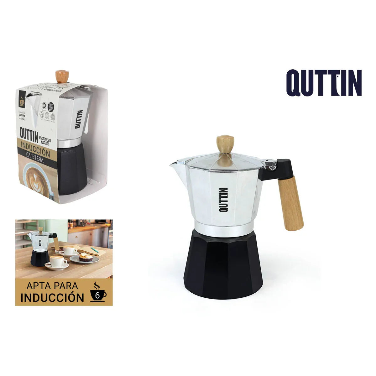 Caffettiera Italiana Quttin Alluminio 6 Tazze (6 Unità) - Yestore