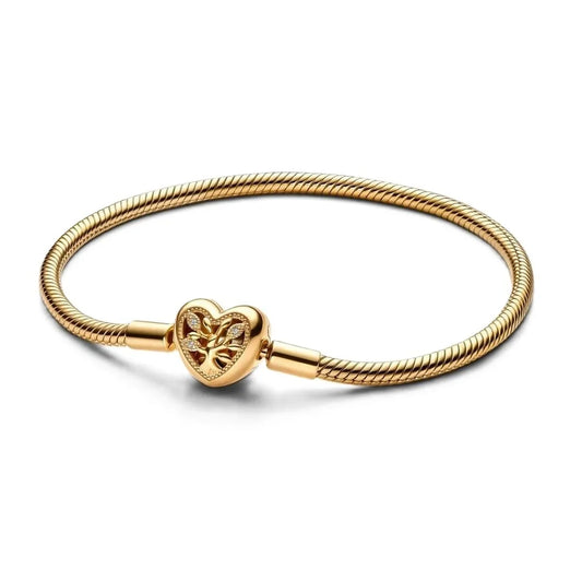 Bracciale Donna Pandora FAMILY TREE HEART CLASP SNAKE CHAIN - SIZE 19 19 cm Dorato - Yestore