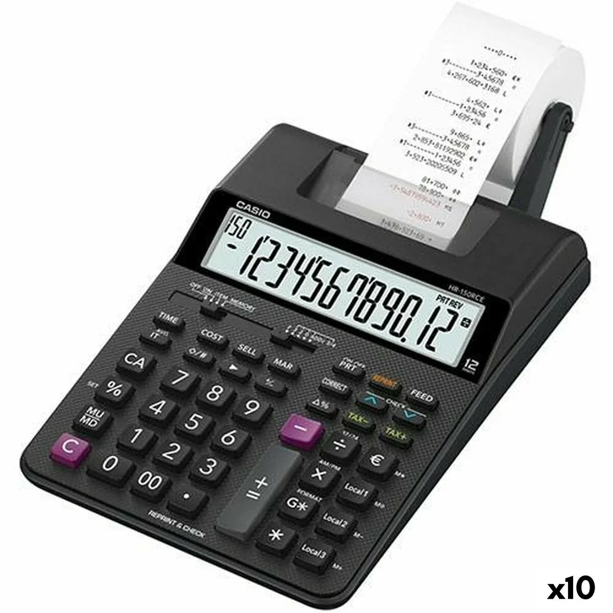 Calcolatrice stampante Casio HR-150RCE Nero (10 Unità) - Yestore
