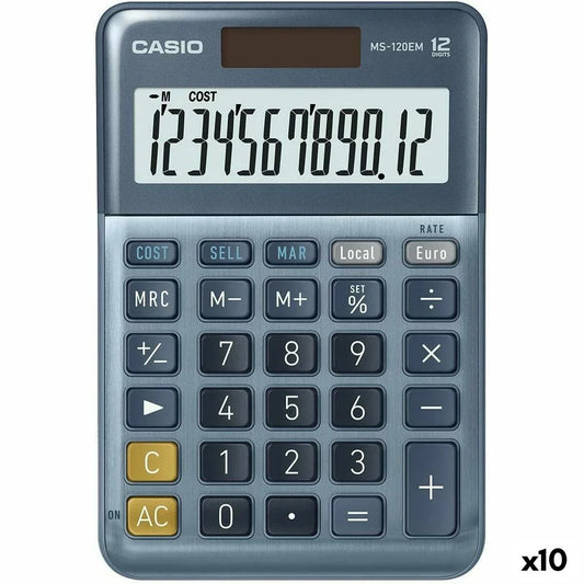 Calcolatrice Casio MS-100EM Azzurro (10 Unità) - Yestore
