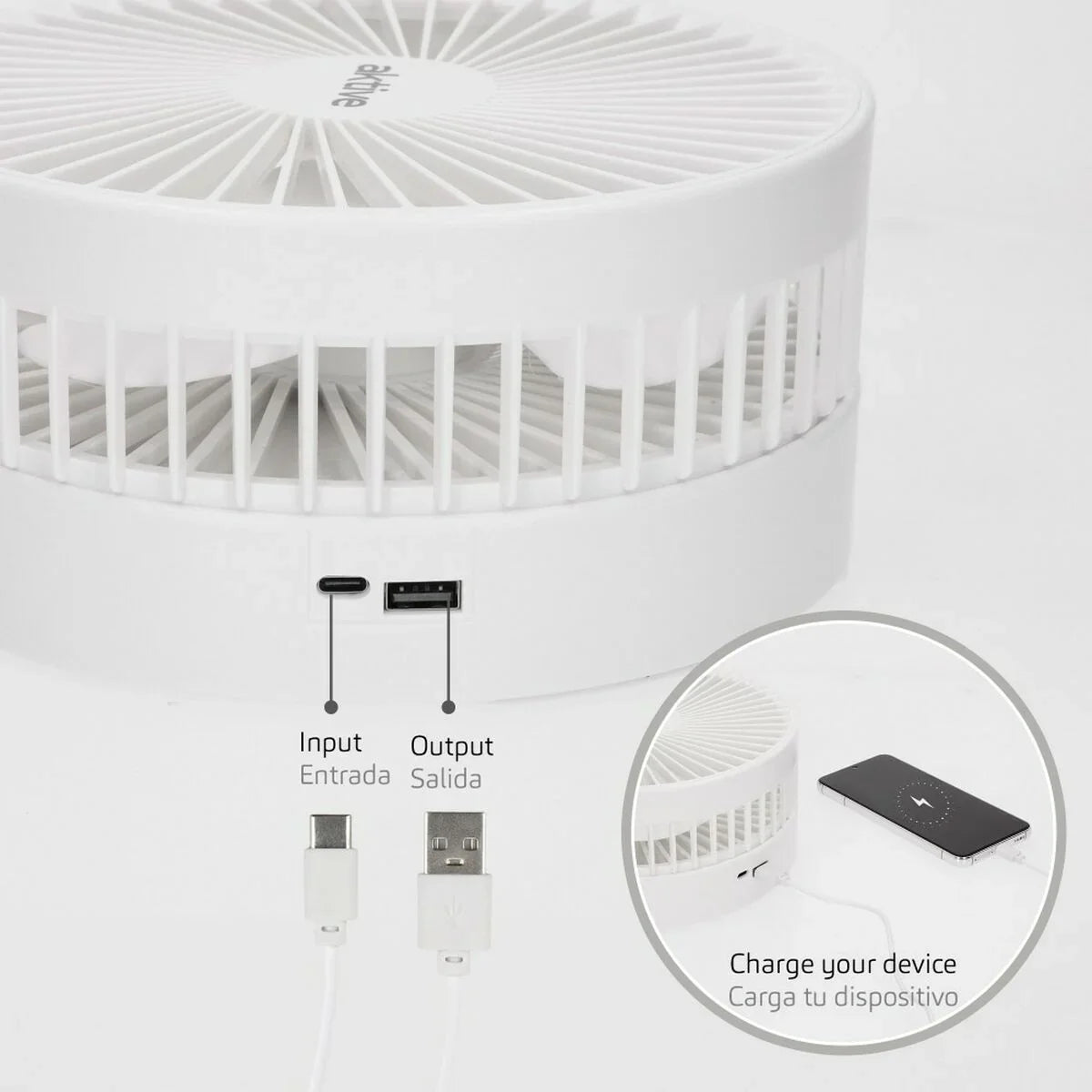 Ventilatore Portatile Pieghevole Aktive Ricaricabile (4 Unità) - Yestore