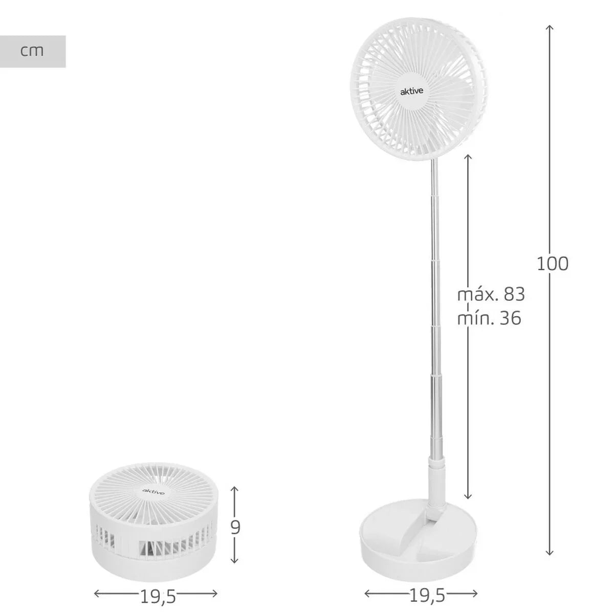 Ventilatore Portatile Pieghevole Aktive Ricaricabile (4 Unità) - Yestore