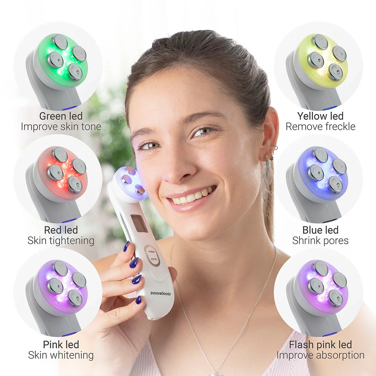 Massaggiatore Viso con Radiofrequenza, Fototerapia ed Elettrostimolazione - Yestore