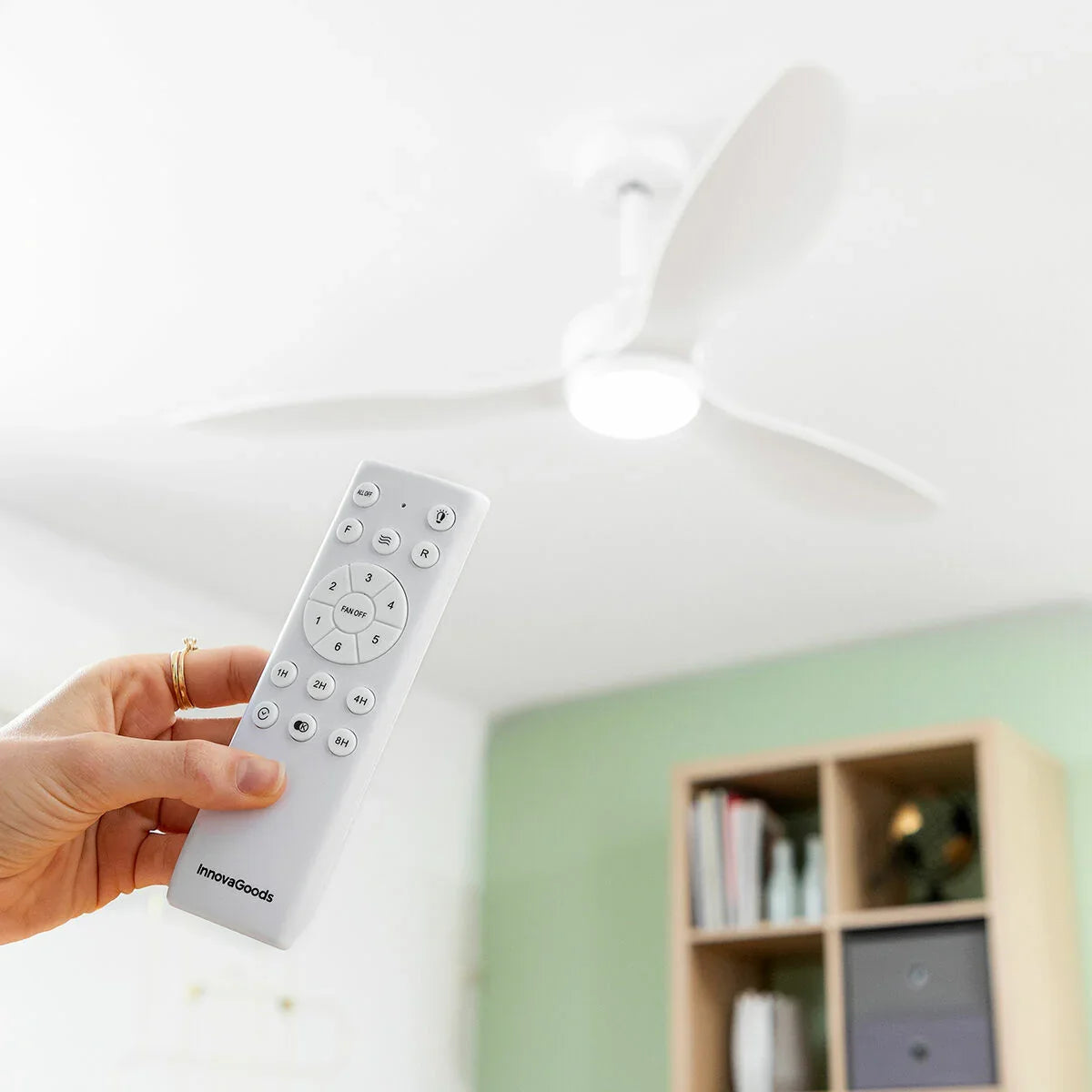 Ventilatore da Soffitto con Luce LED e 3 Pale ABS Flaled InnovaGoods Bianco 36 W 52" Ø132 cm - Yestore