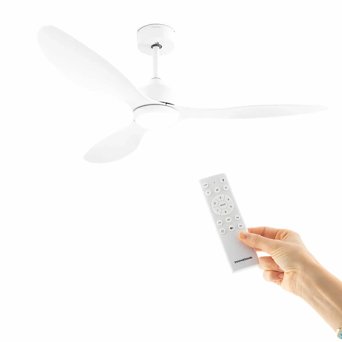 Ventilatore da Soffitto con Luce LED e 3 Pale ABS Flaled InnovaGoods Bianco 36 W 52" Ø132 cm - Yestore