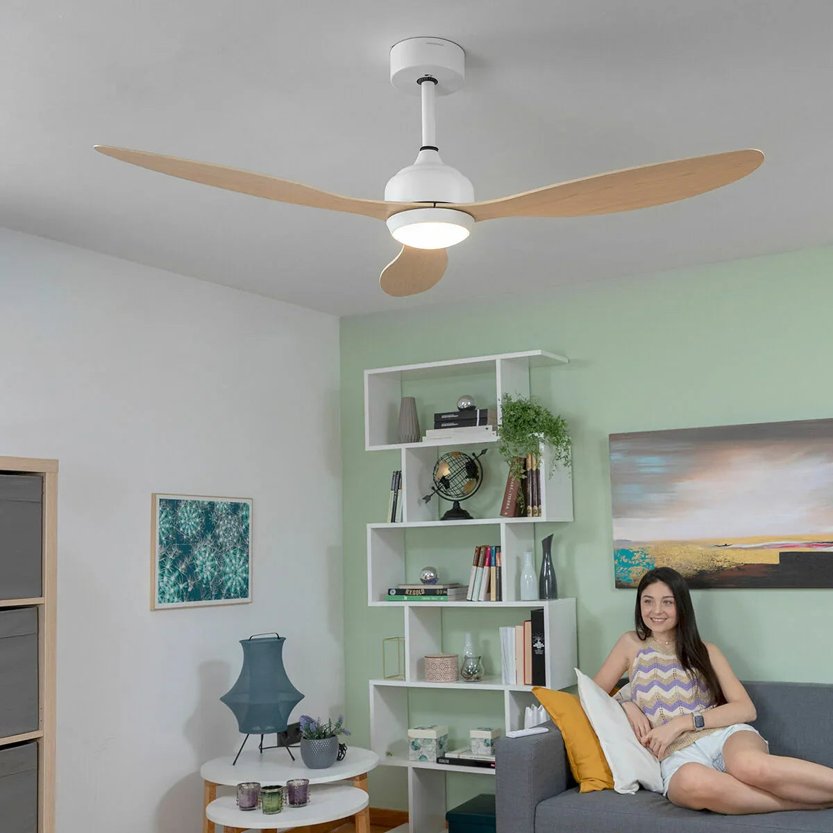 Ventilatore da Soffitto con Luce LED e 3 Pale ABS Wuled InnovaGoods Legno 36 W 52" Ø132 cm - Yestore