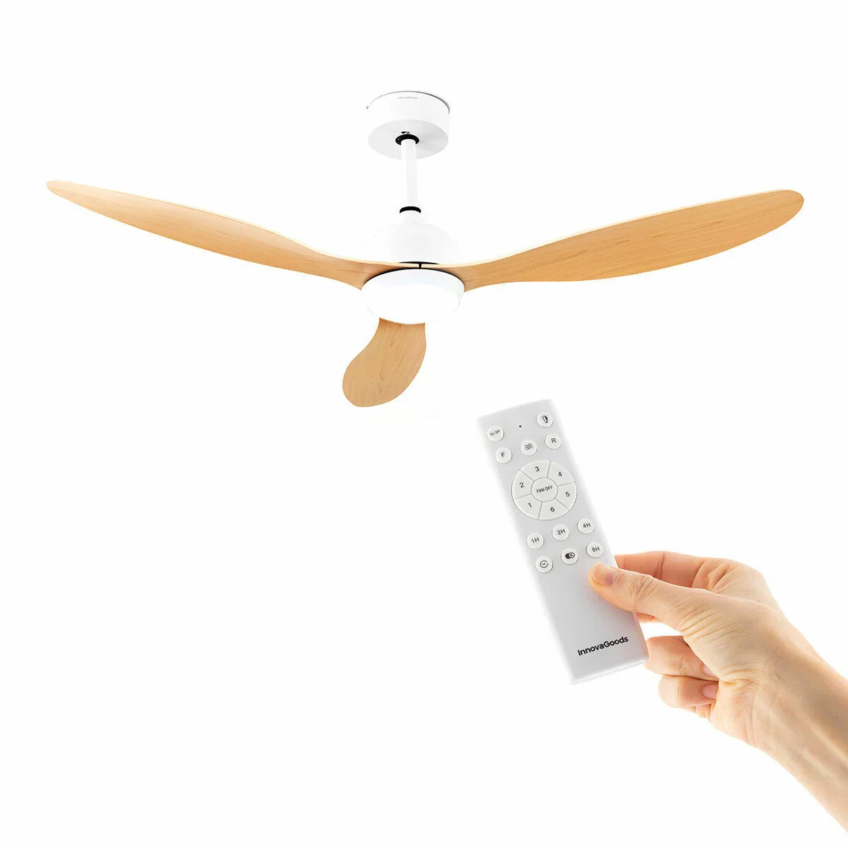 Ventilatore da Soffitto con Luce LED e 3 Pale ABS Wuled InnovaGoods Legno 36 W 52" Ø132 cm - Yestore