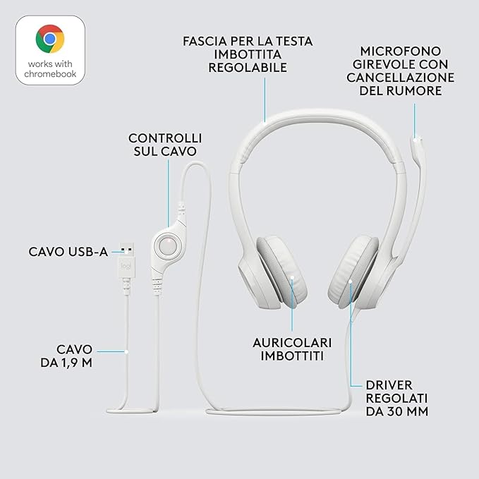 Cuffie Logitech H390 Bianche