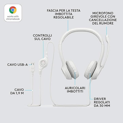 Cuffie Logitech H390 Bianche